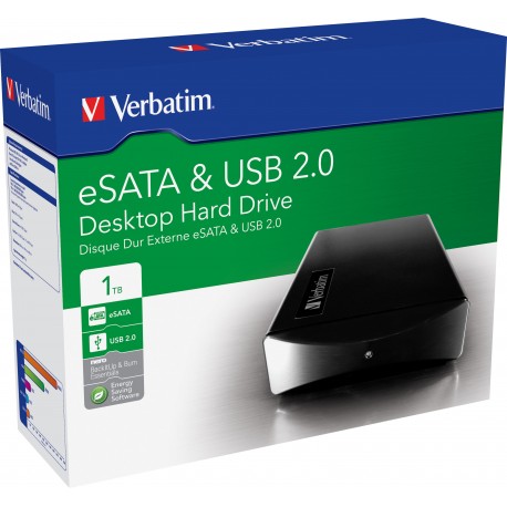 Verbatim External Hard Drive Disque Dur 1 To Externe De Bureau 3 5 Usb 2 0 Esata Noir Acier Balistik