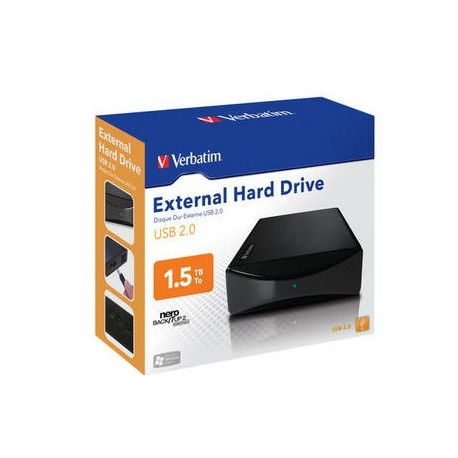 Verbatim External Hard Drive - Disque dur - 1.5 To - externe (de bureau) -  3.5 - USB 2.0 - Noir acier - Balistik